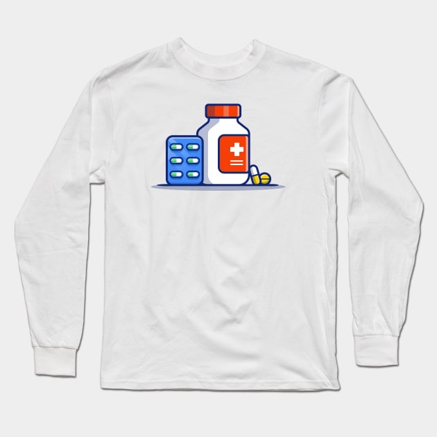 Medicine Jar And Pills Strip Long Sleeve T-Shirt by Catalyst Labs